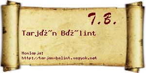 Tarján Bálint névjegykártya